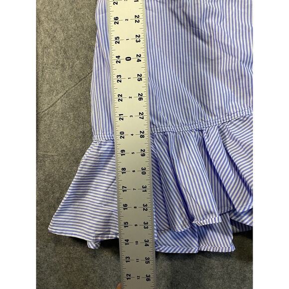 Veronica Beard Dress Large Blue White Ruffle Striped Mini - Picture 10 of 10
